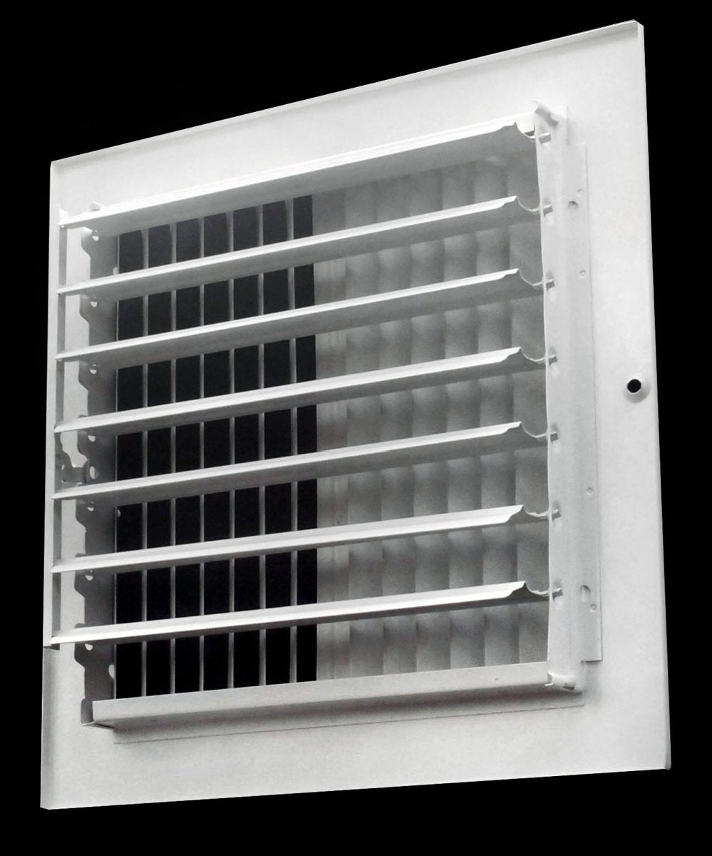 10" X 10" 2 - Way Air Supply Grille – Steel HVAC Vent Cover with Damper, Wall/Ceiling Register, White - HVAC PremiumG1010W2V HP