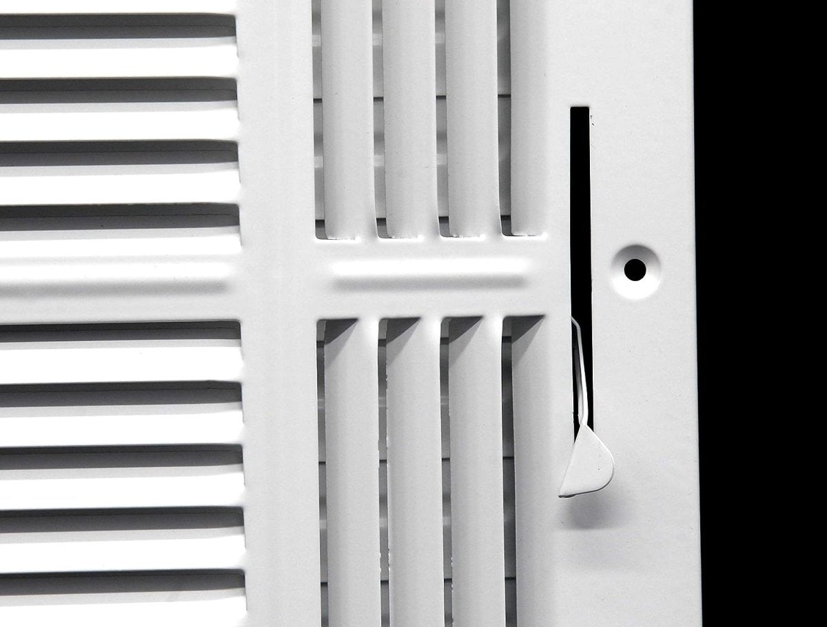 10" X 10" 3 - Way Air Supply Grille – Steel HVAC Vent Cover with Damper, Wall/Ceiling Register, White - HVAC PremiumG10103WY FBA
