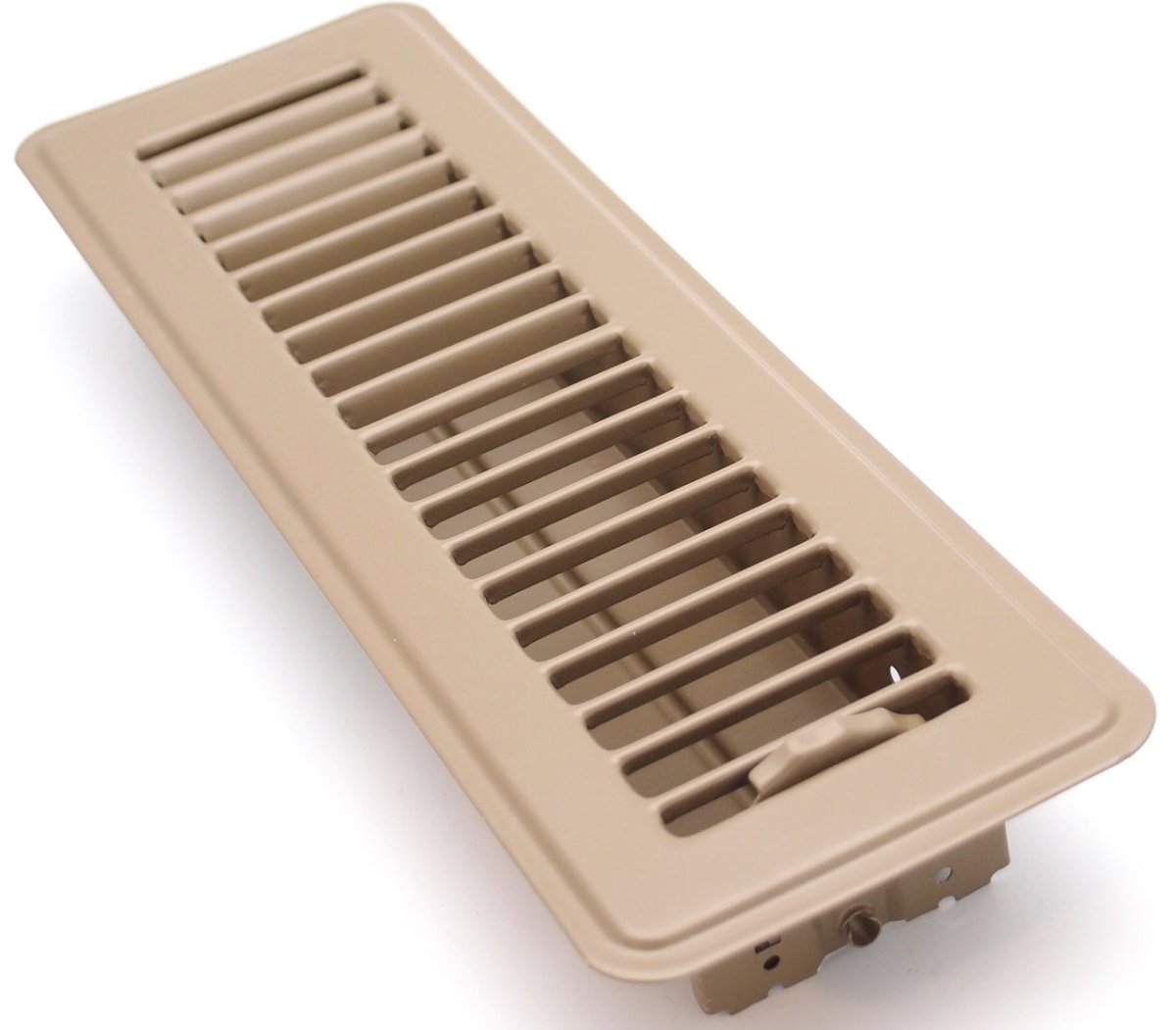 10" X 4" FLOOR REGISTER WITH LOUVERED DESIGN - FIXED BLADES RETURN SUPPLY AIR GRILL - WITH DAMPER & LEVER - BROWN
