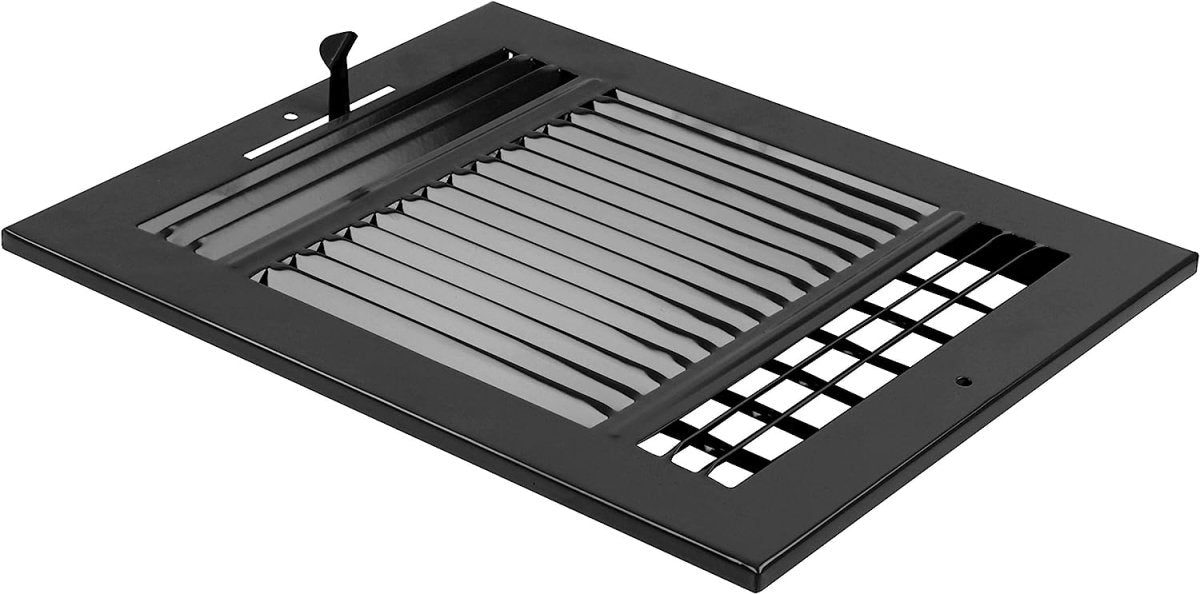 10" X 6" 3 - Way Air Supply Grille – Steel HVAC Vent Cover with Damper, Wall/Ceiling Register, Black - HVAC PremiumG1063WY Black - 1