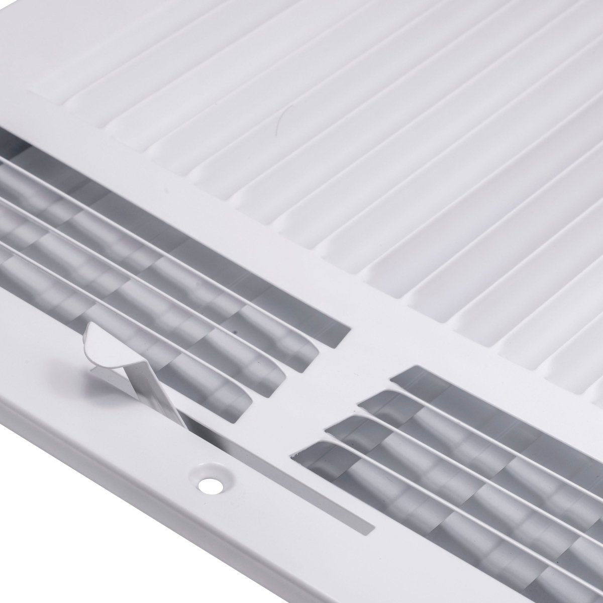 12" X 10" 3 - Way Air Supply Grille – Steel HVAC Vent Cover with Damper, Wall/Ceiling Register, White - HVAC PremiumG1210W3 HP
