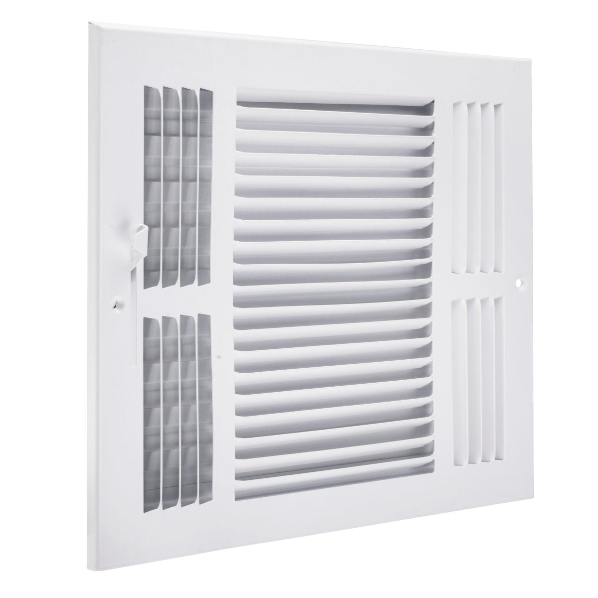 12" X 10" 3 - Way Air Supply Grille – Steel HVAC Vent Cover with Damper, Wall/Ceiling Register, White - HVAC PremiumG1210W3 HP