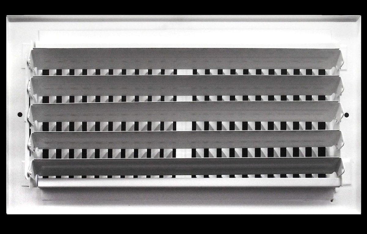 12" X 8" 2 - Way Air Supply Grille – Steel HVAC Vent Cover with Damper, Wall/Ceiling Register, White - HVAC PremiumG1282WAY FBA