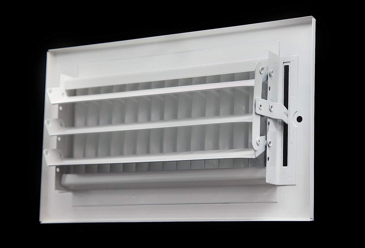 14" X 6" 1 - Way Air Supply Grille – Steel HVAC Vent Cover with Damper, Wall/Ceiling Register, White - HVAC PremiumG1461W1 HP