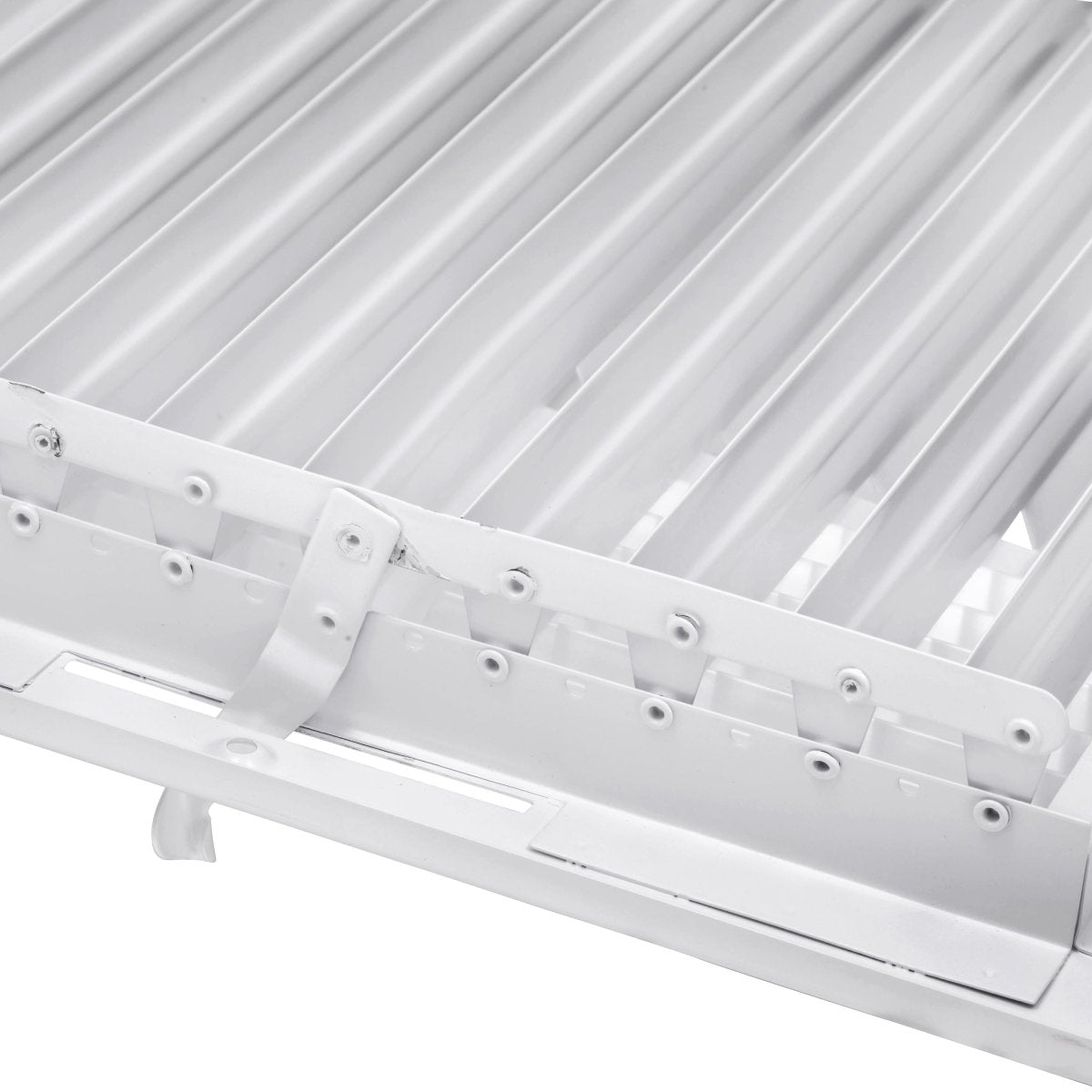 16" X 10" 3 - Way Air Supply Grille – Steel HVAC Vent Cover with Damper, Wall/Ceiling Register, White - HVAC PremiumG1610W3 HP