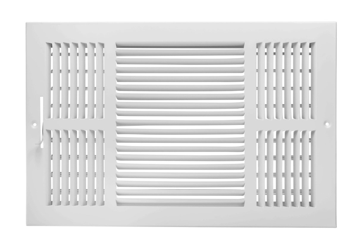 16" X 10" 3 - Way Air Supply Grille – Steel HVAC Vent Cover with Damper, Wall/Ceiling Register, White - HVAC PremiumG1610W3 HP