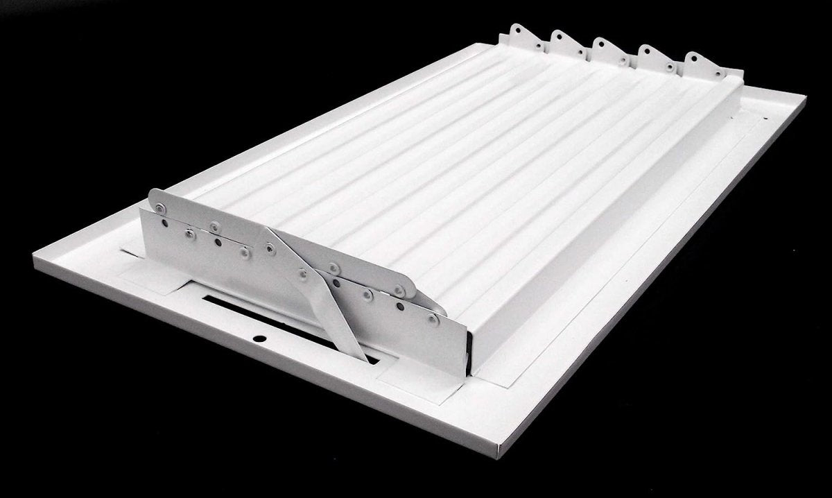 16" X 8" 2 - Way Air Supply Grille – Steel HVAC Vent Cover with Damper, Wall/Ceiling Register, White - HVAC PremiumG168W2V HP