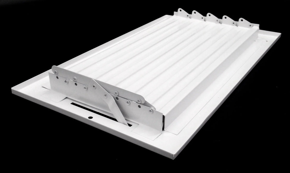 18" X 4" 2 - Way Air Supply Grille – Steel HVAC Vent Cover with Damper, Wall/Ceiling Register, White - HVAC PremiumG184W2V HP