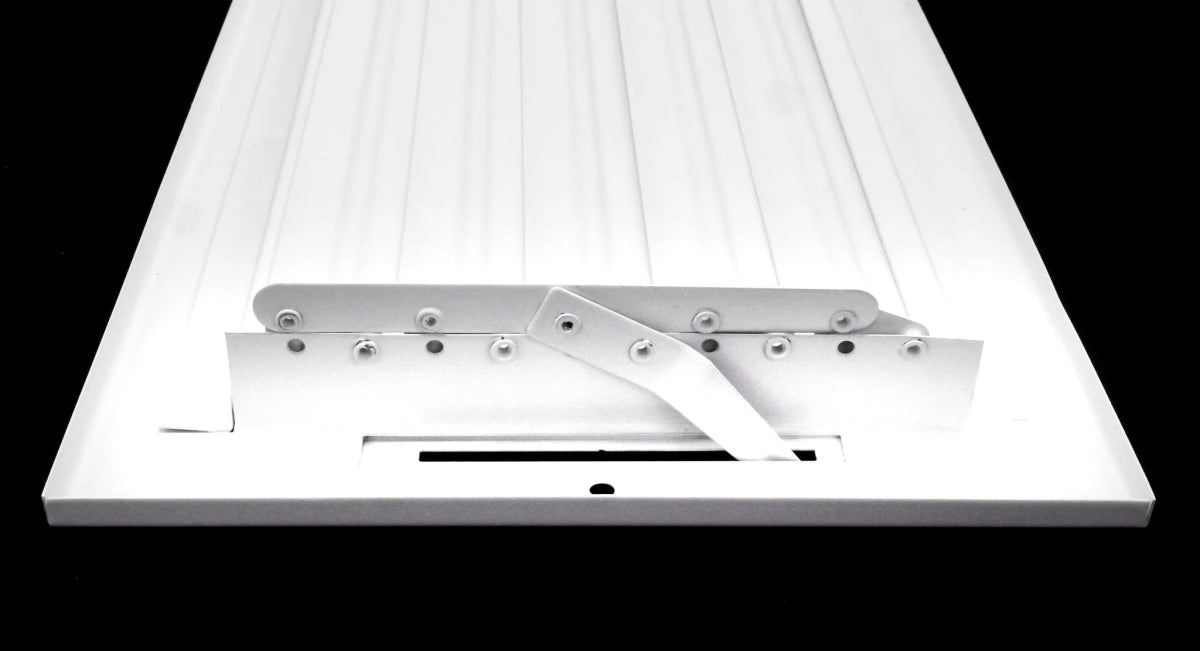 18" X 4" 2 - Way Air Supply Grille – Steel HVAC Vent Cover with Damper, Wall/Ceiling Register, White - HVAC PremiumG184W2V HP