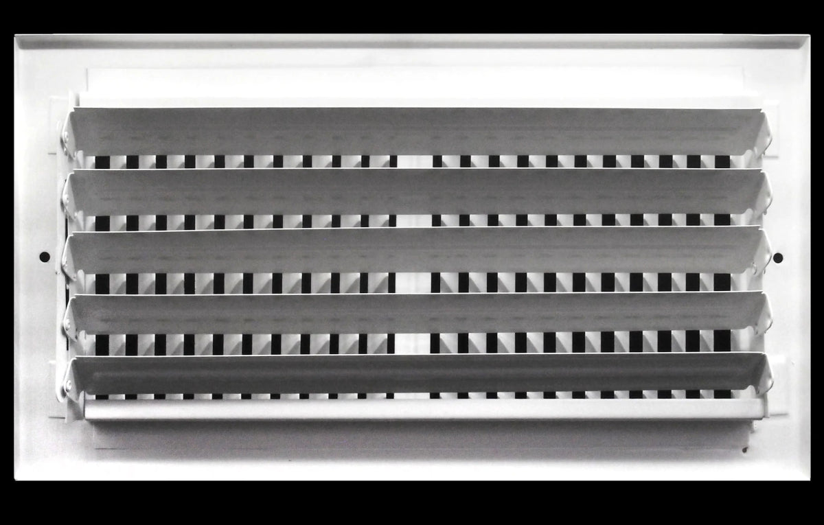 18" X 4" 2 - Way Air Supply Grille – Steel HVAC Vent Cover with Damper, Wall/Ceiling Register, White - HVAC PremiumG184W2V HP