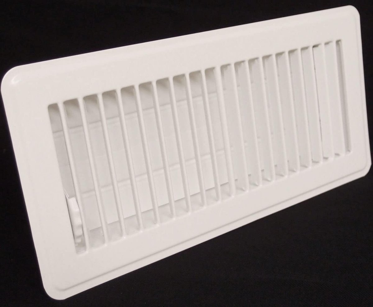 2" X 10" Floor Register with Louvered Design - Heavy Duty Rigid Floor Air Supply with Damper & Lever - White - HVAC PremiumCSFR210W