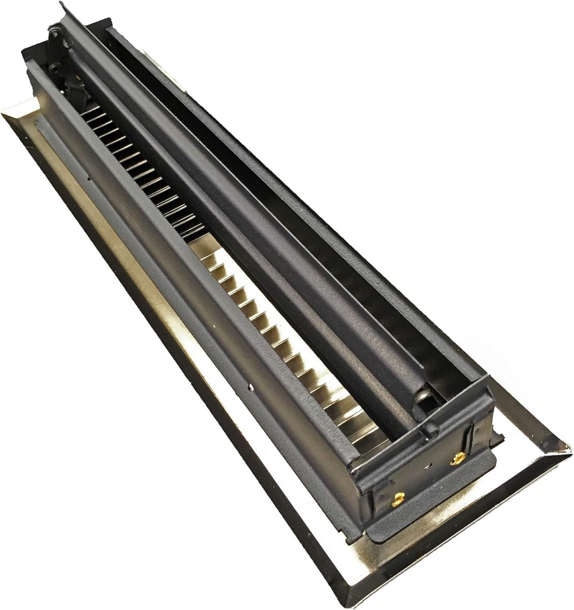 2" X 10" Modern Floor Register Grille with Dampers - Contempo Slotted Grate - HVAC Vent Duct Cover - Satin Nickel - HVAC PremiumCSF 2x10 SN