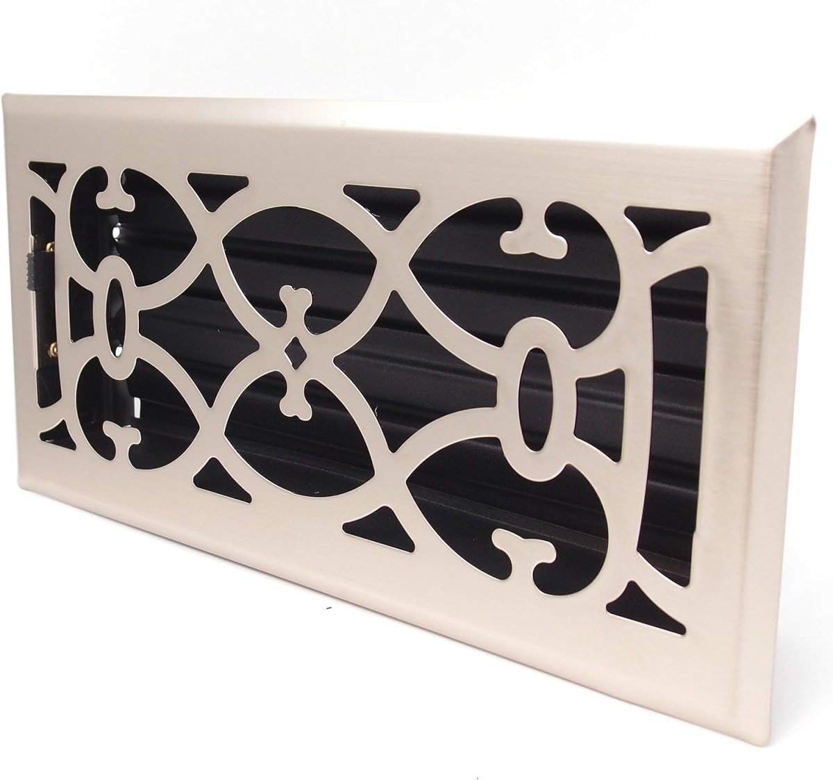 2" X 10" Nickel Victorian Floor Register Grille - Modern Contemporary Decorative Grate - HVAC Vent Duct Cover - Brush Nickel - HVAC PremiumVF210 Brush Nickel HP