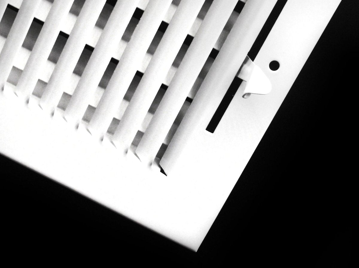 20" X 8" 2 - Way Air Supply Grille – Steel HVAC Vent Cover with Damper, Wall/Ceiling Register, White - HVAC PremiumG208W2V HP - 1