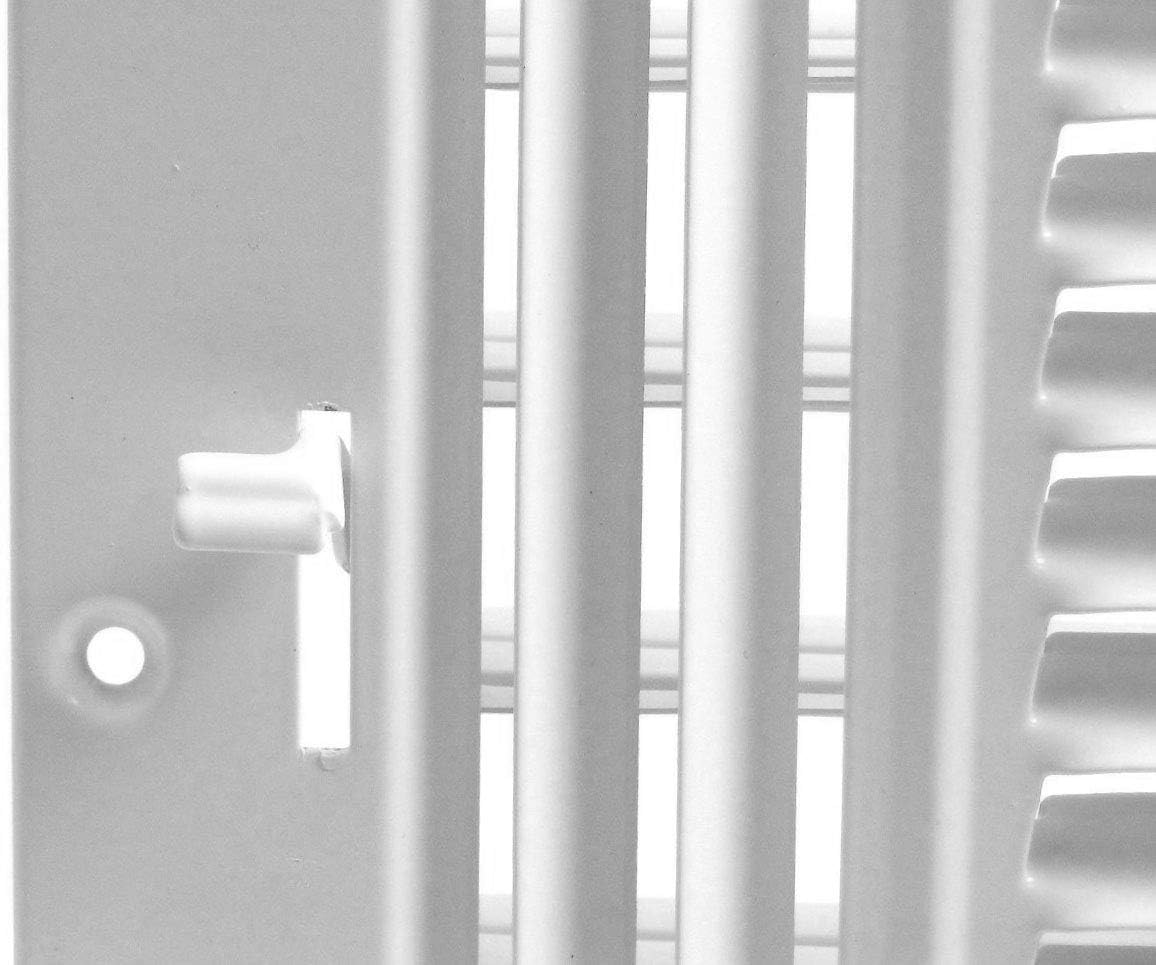 24" X 4" 2 - Way Air Supply Grille – Steel HVAC Vent Cover with Damper, Wall/Ceiling Register, White - HVAC PremiumG244W2V HP