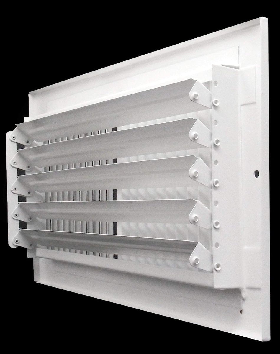 24" X 4" 2 - Way Air Supply Grille – Steel HVAC Vent Cover with Damper, Wall/Ceiling Register, White - HVAC PremiumG244W2V HP