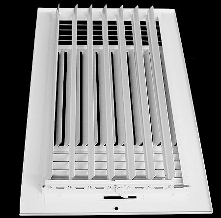 24" X 6" 3 - Way Air Supply Grille – Steel HVAC Vent Cover with Damper, Wall/Ceiling Register, White - HVAC PremiumG246W3 HP