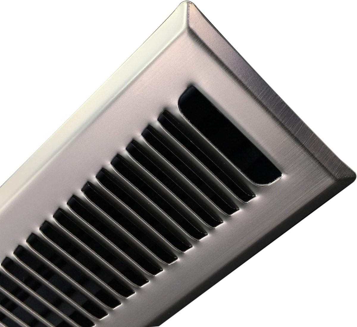 4" X 14 Modern Floor Register Grille with Dampers - Contempo Slotted Grate - HVAC Vent Duct Cover - Chrome - HVAC PremiumCSF 4x14 SN