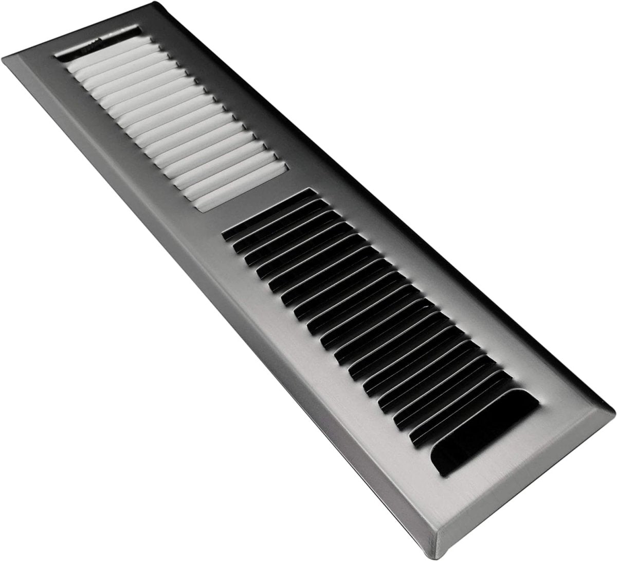 4" X 14 Modern Floor Register Grille with Dampers - Contempo Slotted Grate - HVAC Vent Duct Cover - Chrome - HVAC PremiumCSF 4x14 SN