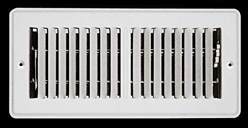 3" X 10" Mobile Home RV Floor Register Vent Grille with Back Dampers - Fixed Blades - 2 way Deflection - White