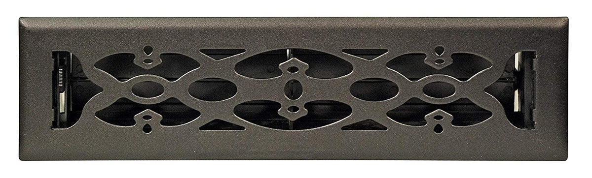 2" X 12" Luxury Victorian Floor Register Grille With Dampers - Luxury Contempo Decorative Grate - HVAC Vent Duct Cover - Matte Black