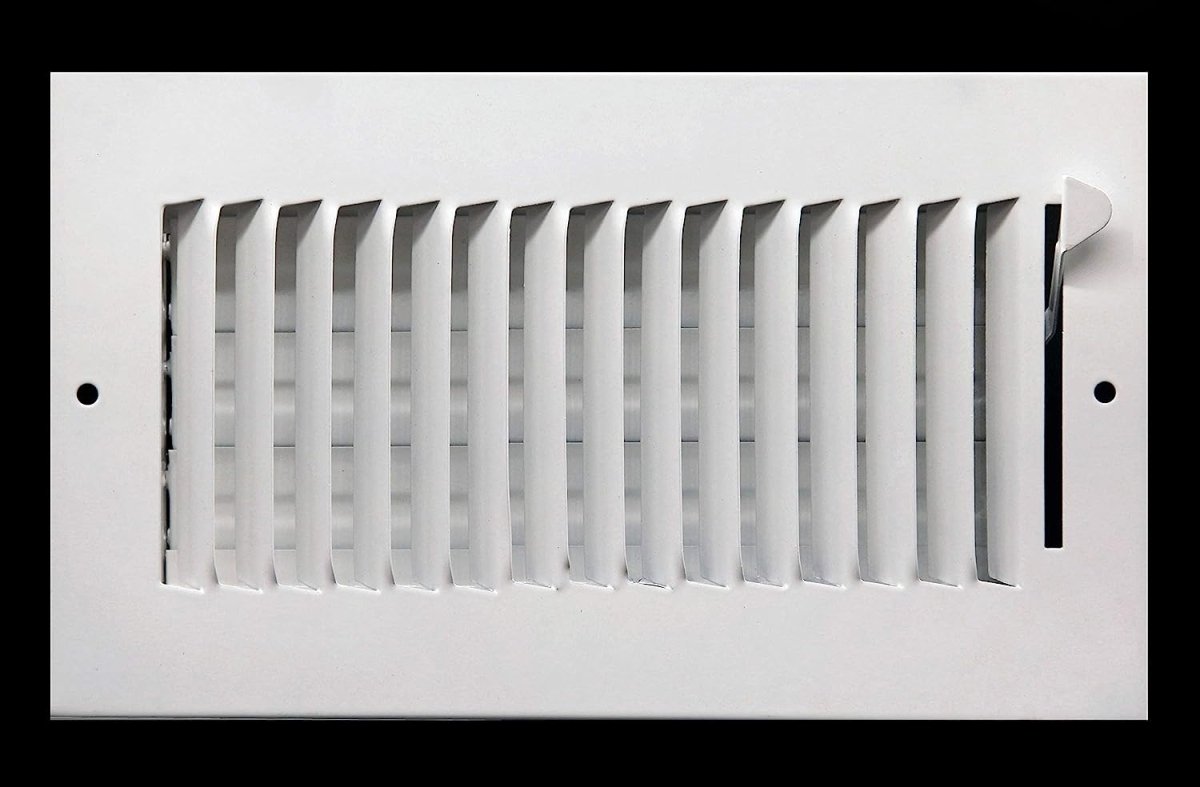 8" X 4" 1 - Way Air Supply Grille – Steel HVAC Vent Cover with Damper, Wall/Ceiling Register, White - HVAC PremiumG84W1 HP