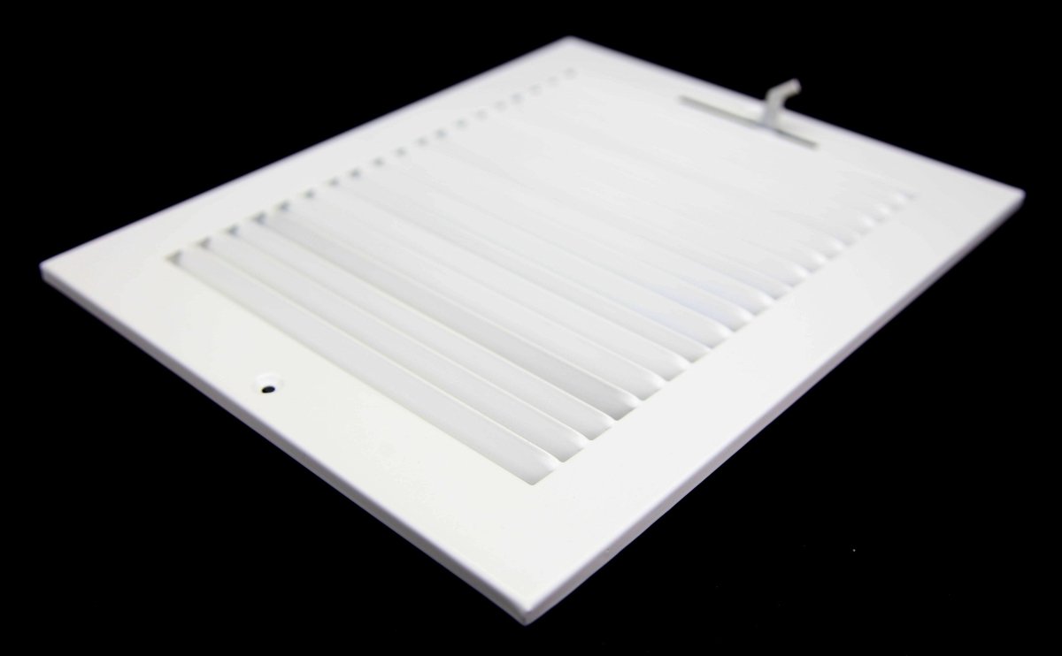 10" X 4" 1 - Way Air Supply Grille – Steel HVAC Vent Cover with Damper, Wall/Ceiling Register, White - HVAC PremiumG104W1 HP