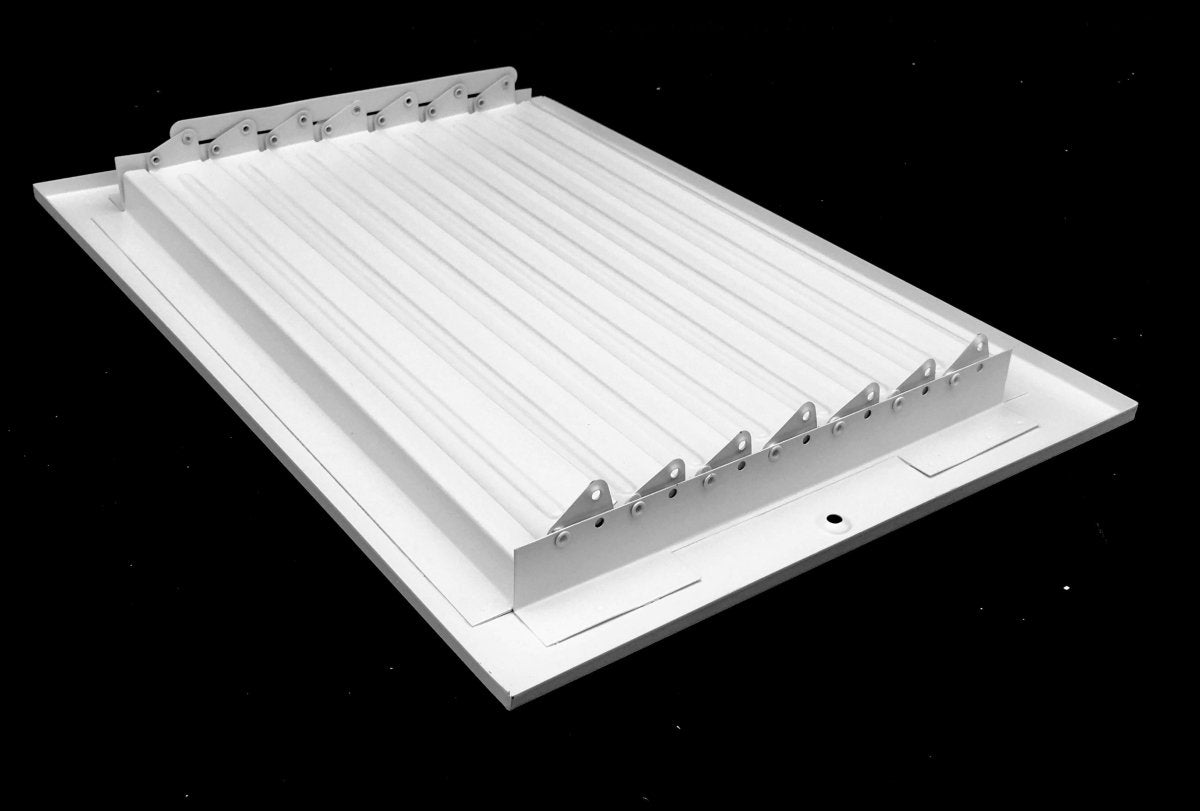 12" X 6" 1 - Way Air Supply Grille – Steel HVAC Vent Cover with Damper, Wall/Ceiling Register, White - HVAC PremiumG126W1 HP