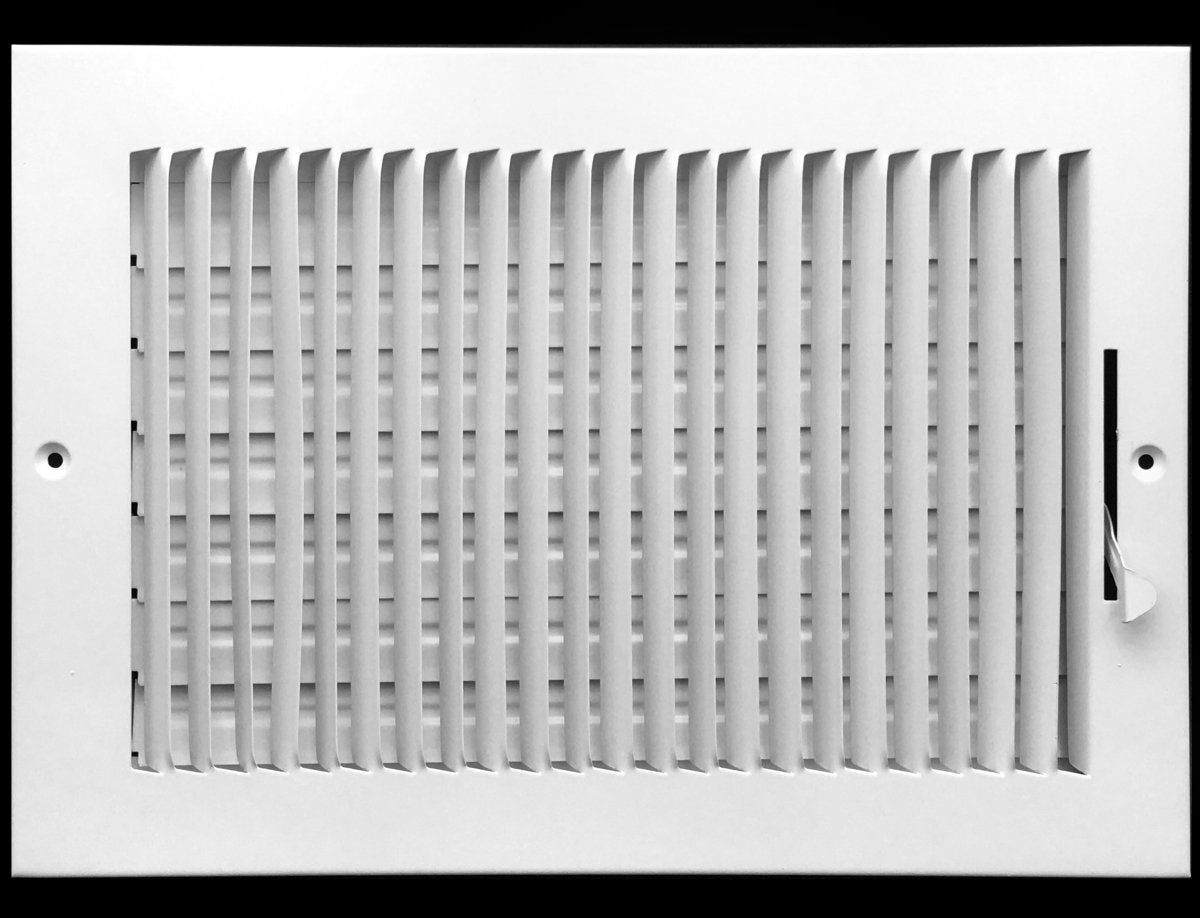 12" X 8" 1 - Way Air Supply Grille – Steel HVAC Vent Cover with Damper, Wall/Ceiling Register, White - HVAC PremiumG128W1 HP