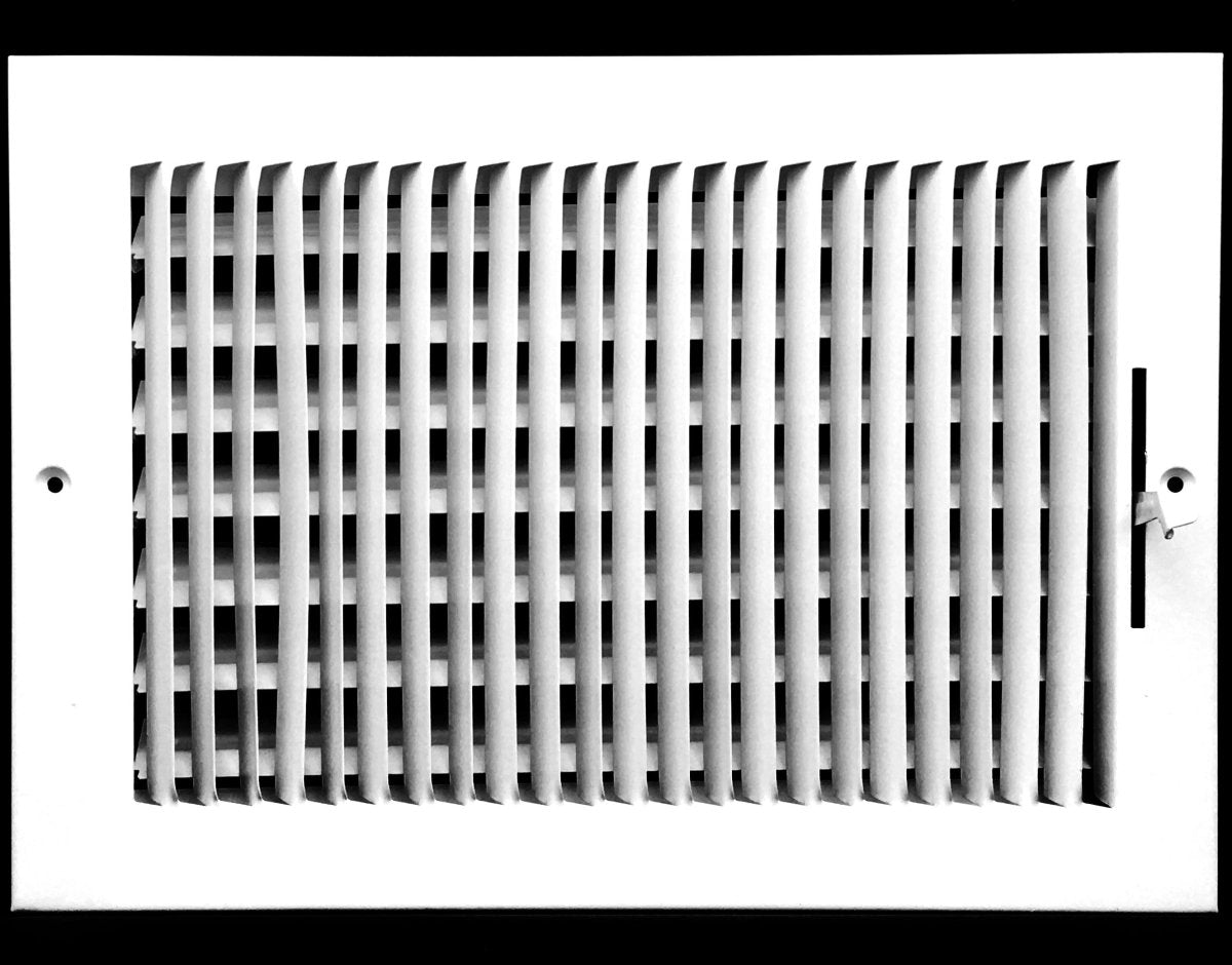 12" X 8" 1 - Way Air Supply Grille – Steel HVAC Vent Cover with Damper, Wall/Ceiling Register, White - HVAC PremiumG128W1 HP