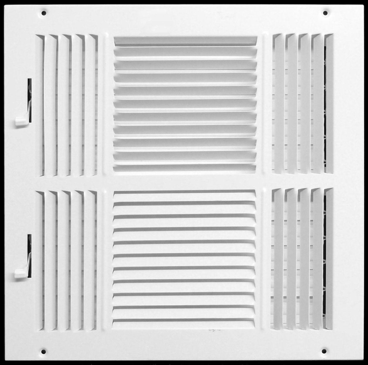 14" X 14" 4 - Way Air Supply Grille – Steel HVAC Vent Cover with Damper, Wall/Ceiling Register, White - HVAC PremiumG1414W4 HP