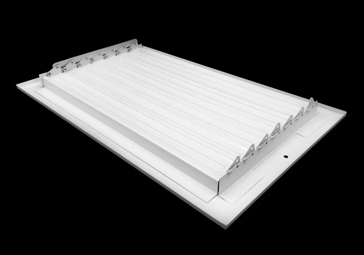 14" X 6" 1 - Way Air Supply Grille – Steel HVAC Vent Cover with Damper, Wall/Ceiling Register, White - HVAC PremiumG1461W1 HP