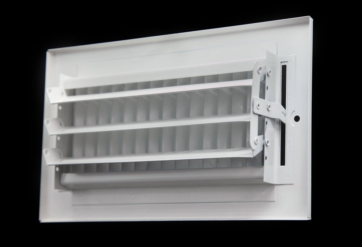 16" X 8" 1 - Way Air Supply Grille – Steel HVAC Vent Cover with Damper, Wall/Ceiling Register, White - HVAC PremiumG168W1 HP