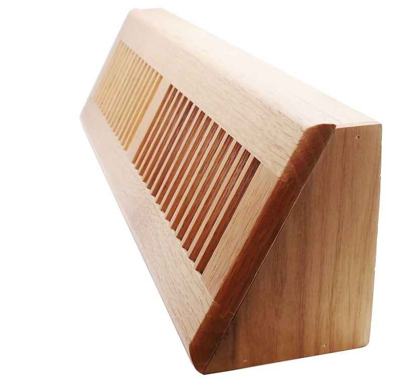 15&quot; Wooden Corner Baseboard Grille - Decorative Red Oak Wood Pre Finished Air Supply Vent - HVAC Vent Duct Cover