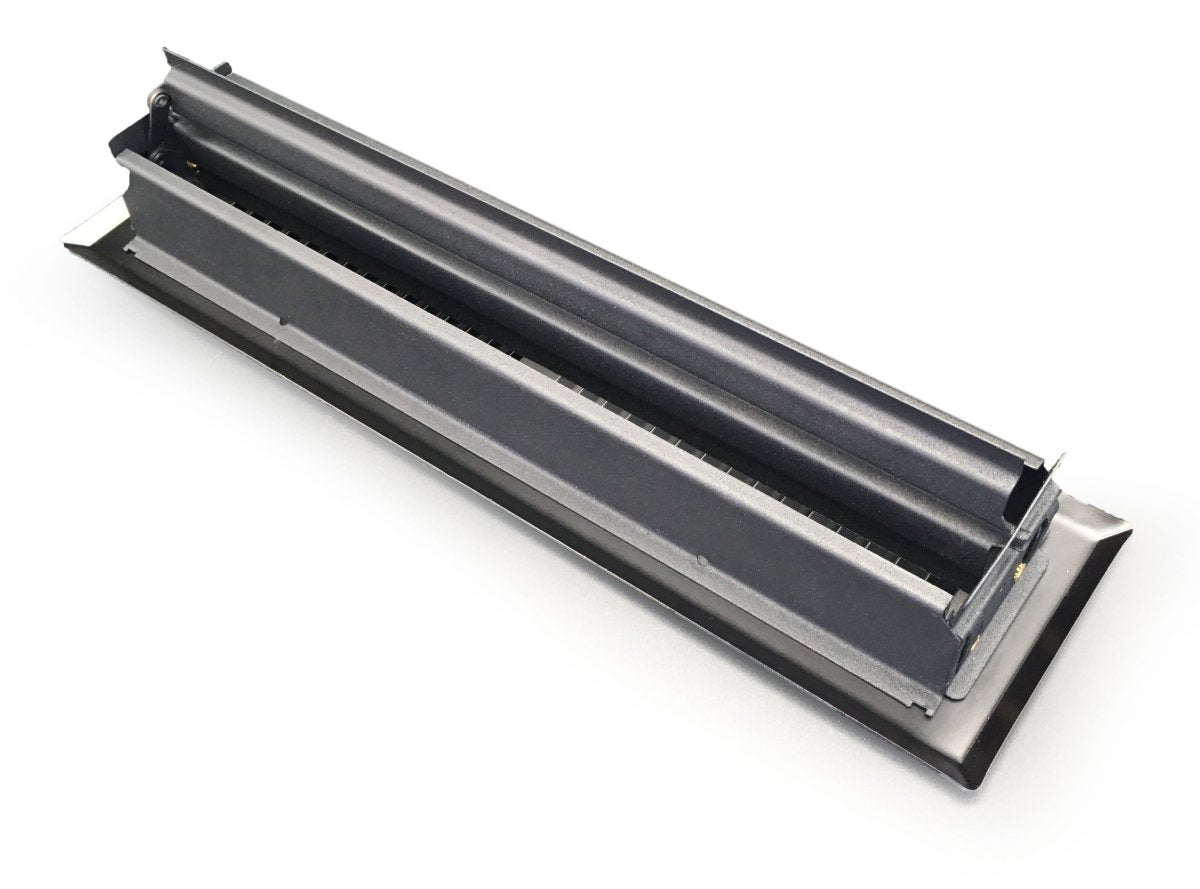 2" X 10" Modern Floor Register Grille With Dampers - Contempo Slotted Decorative Grate - HVAC Vent Duct Cover - Brushed Metal - HVAC PremiumCSF 2x10 MB