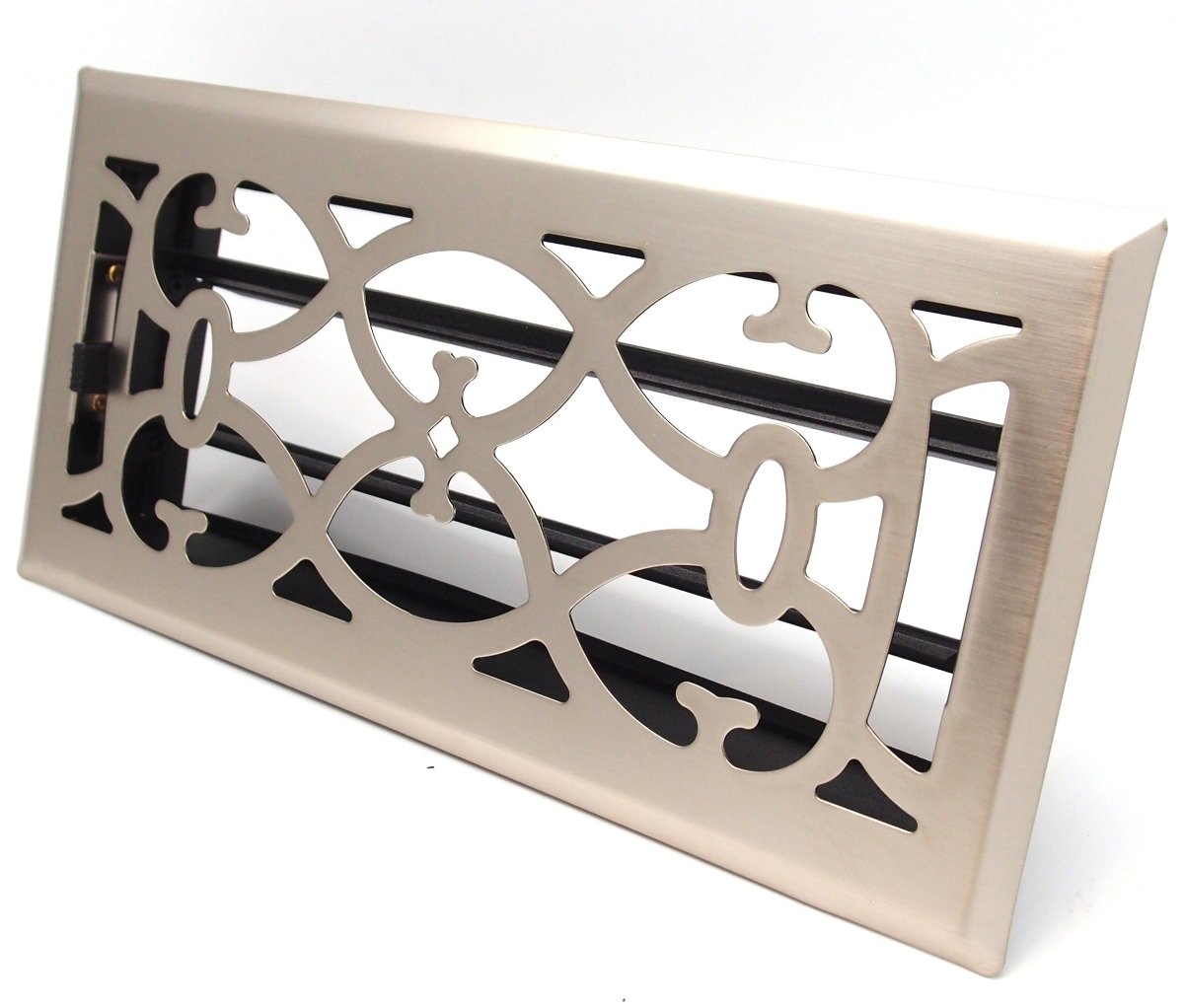 2" X 12" Brass Victorian Floor Register Grille - Modern Contempo Decorative Grate - HVAC Vent Duct Cover - Brass Plated - HVAC PremiumVF212 Brass Plated HP