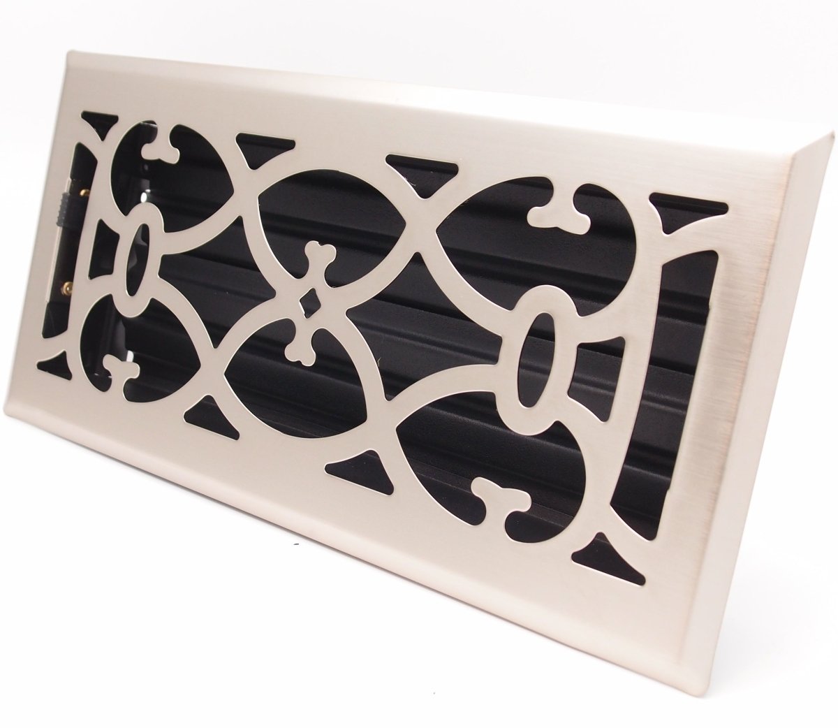 2" X 12" Brass Victorian Floor Register Grille - Modern Contempo Decorative Grate - HVAC Vent Duct Cover - Brass Plated - HVAC PremiumVF212 Brass Plated HP