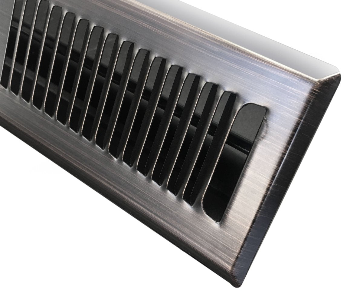 2" X 12" Modern Floor Register Grille With Dampers - Contempo Slotted Grate - HVAC Vent Duct Cover - Brushed Metal - HVAC PremiumCSF 2x12 MB