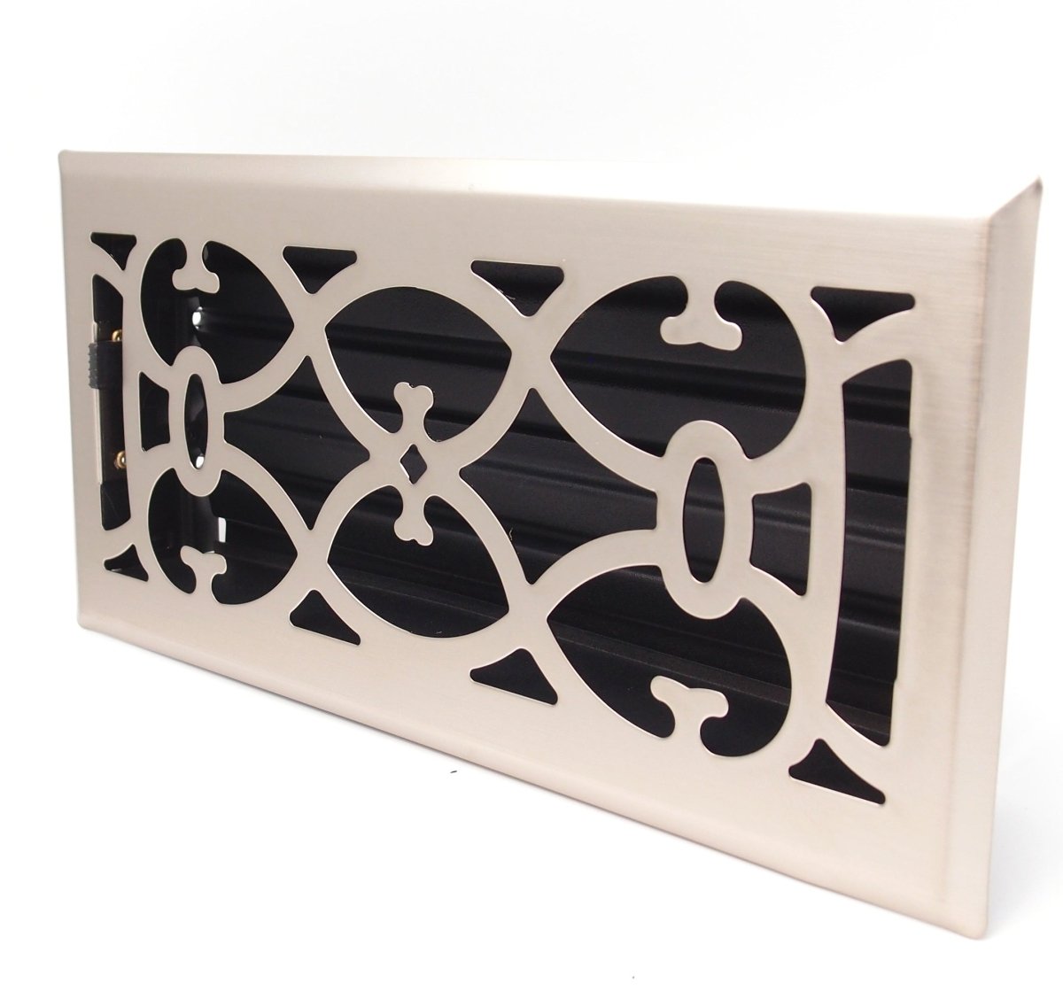 2" X 12" Nickel Victorian Floor Register Grille - Modern Contemporary Decorative Grate - HVAC Vent Duct Cover - Brush Nickel - HVAC PremiumVF212 Brush Nickel HP