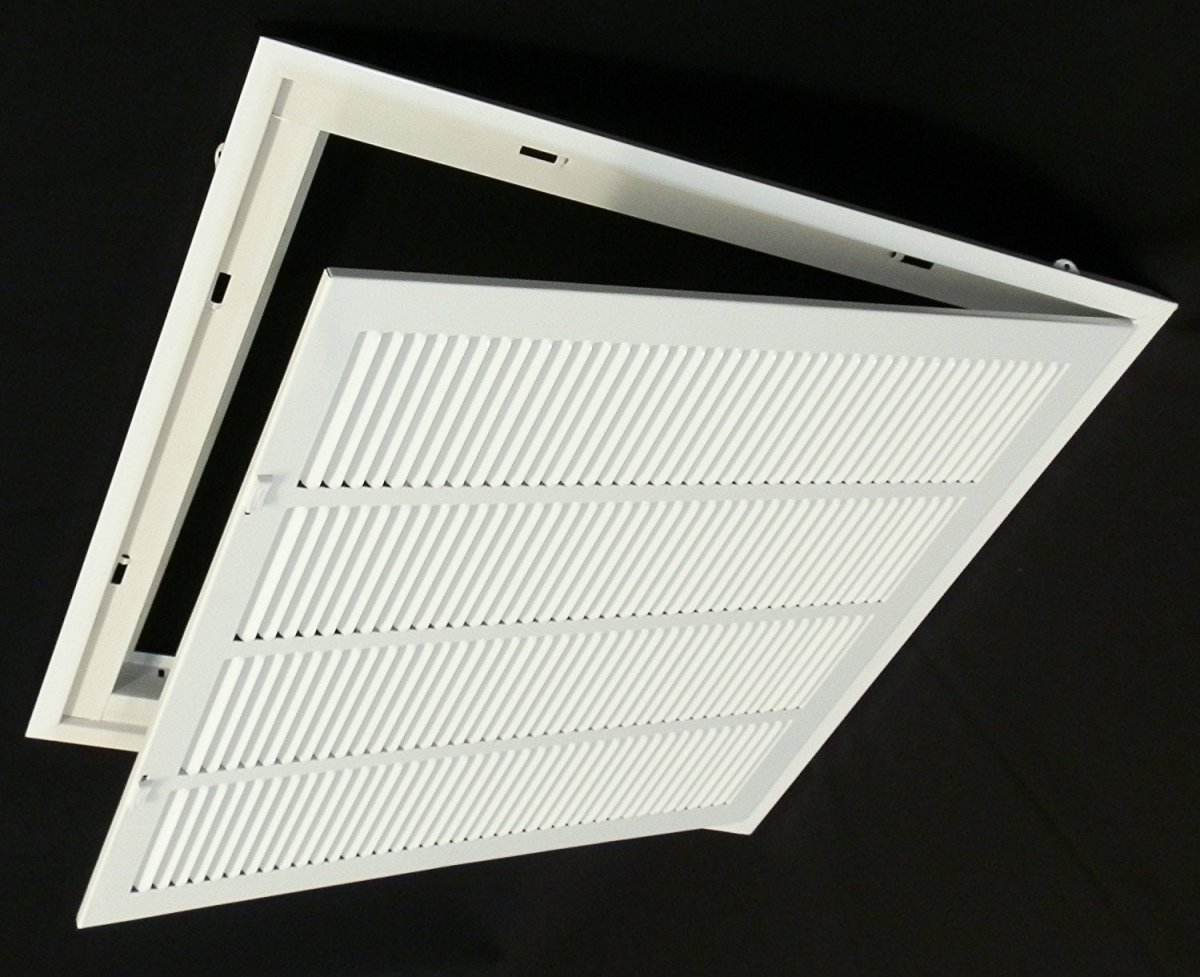 24" x 24" RETURN FILTER GRILLE for Drop Ceiling - Uses 20" x 20" Filter - Easy Access Door & Latch To Filter - HVAC PremiumRFG2020LAYIN FBA