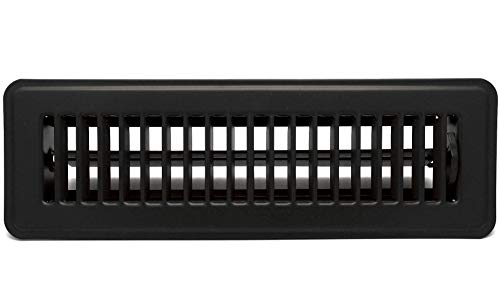 6&quot; X 10&quot; FLOOR REGISTER WITH LOUVERED DESIGN - FIXED BLADES RETURN SUPPLY AIR GRILL - WITH DAMPER &amp; LEVER - BLACK