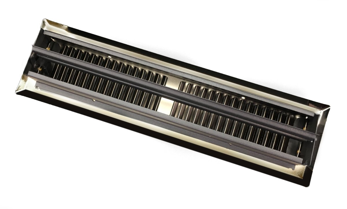 4" X 10" Modern Floor Register Grille With Dampers - Contempo Slotted Grate - HVAC Vent Duct Cover - Polished Brass - HVAC PremiumCSF 4x10 PB