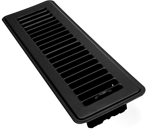 6" X 14" FLOOR REGISTER WITH LOUVERED DESIGN - FIXED BLADES RETURN SUPPLY AIR GRILL - WITH DAMPER & LEVER - BLACK - HVAC PremiumFR614BL