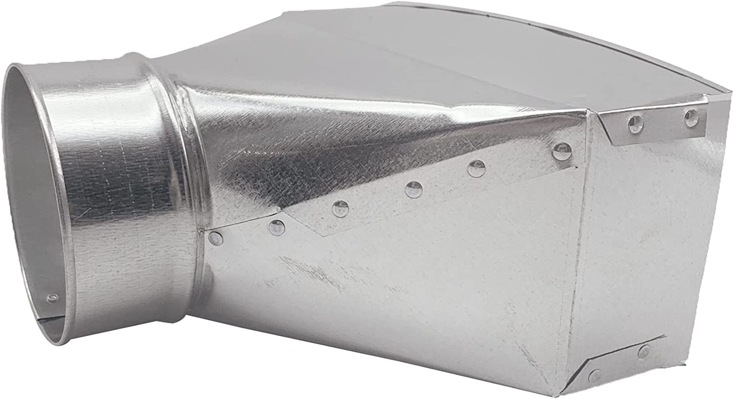 HVAC Premium Galvanized Round Transition | Straight Register Boot | 12" X 6" X 8" Galvanized Sheet Metal Straight Floor Boot is Compatible with Duct 12"
