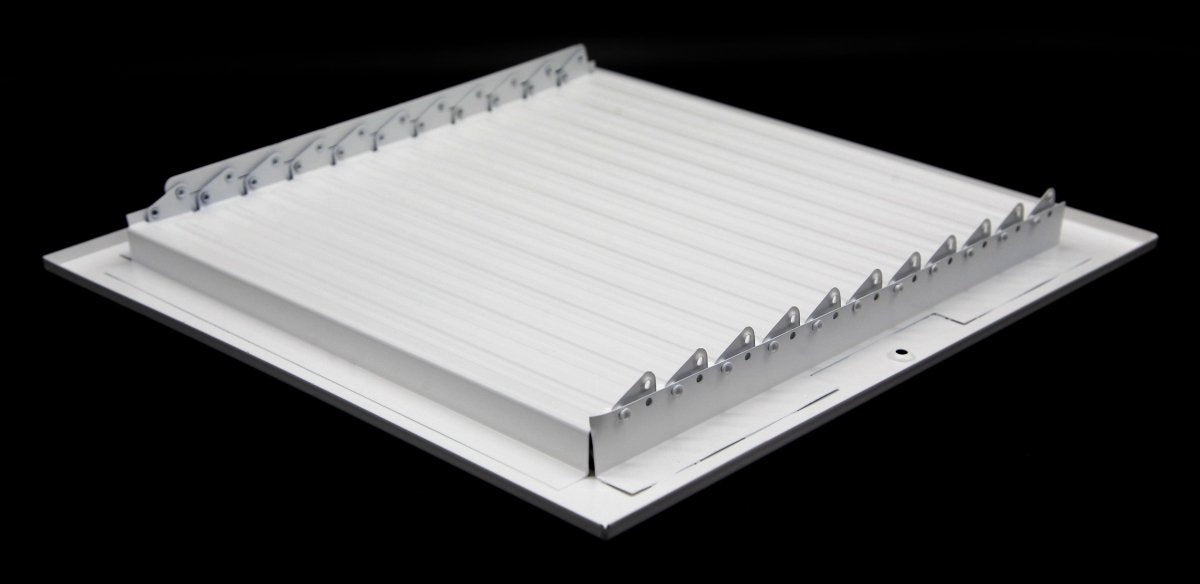 8" X 4" 3 - Way Air Supply Grille – Steel HVAC Vent Cover with Damper, Wall/Ceiling Register, White - HVAC PremiumG843WYFBA