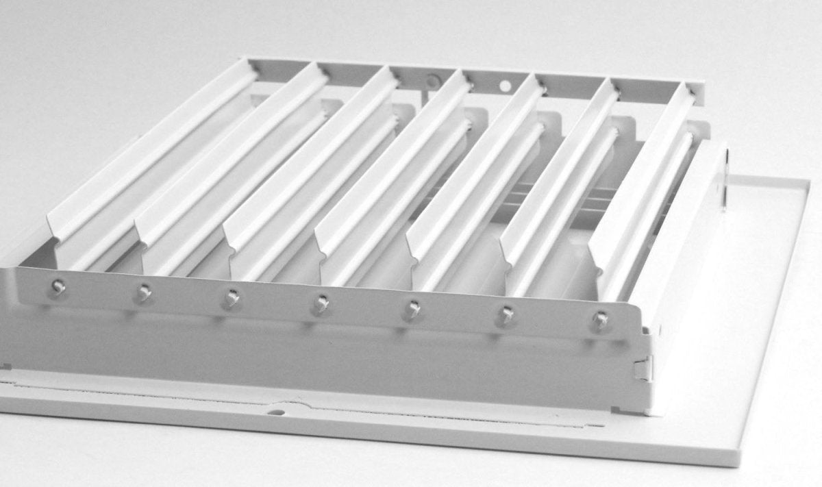 8" X 6" 2 - Way Air Supply Grille – Steel HVAC Vent Cover with Damper, Wall/Ceiling Register, White - HVAC PremiumMFSCR86W2