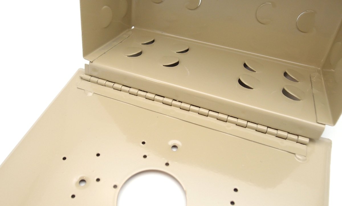 Beige Metal Thermostat Guard with Ring Base - Durable Tamper - Proof Cover, 6" x 3 - 13/16" - HVAC PremiumF29 - 0193