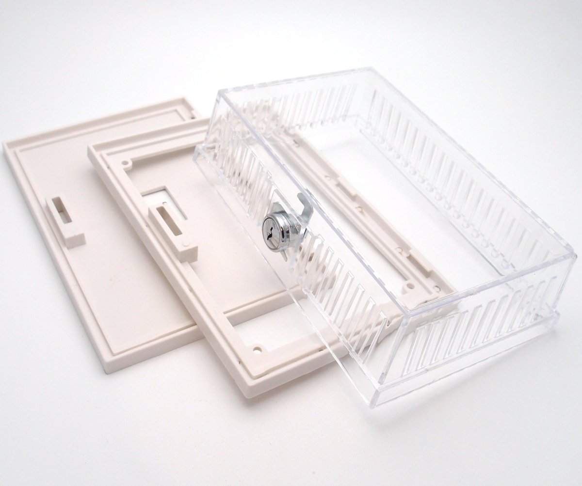 Clear Plastic Classic Thermostat Cover - Solid and Ring Bases - 5 - 1/4" - 4 - 3/8" - HVAC Premium13008 - HP