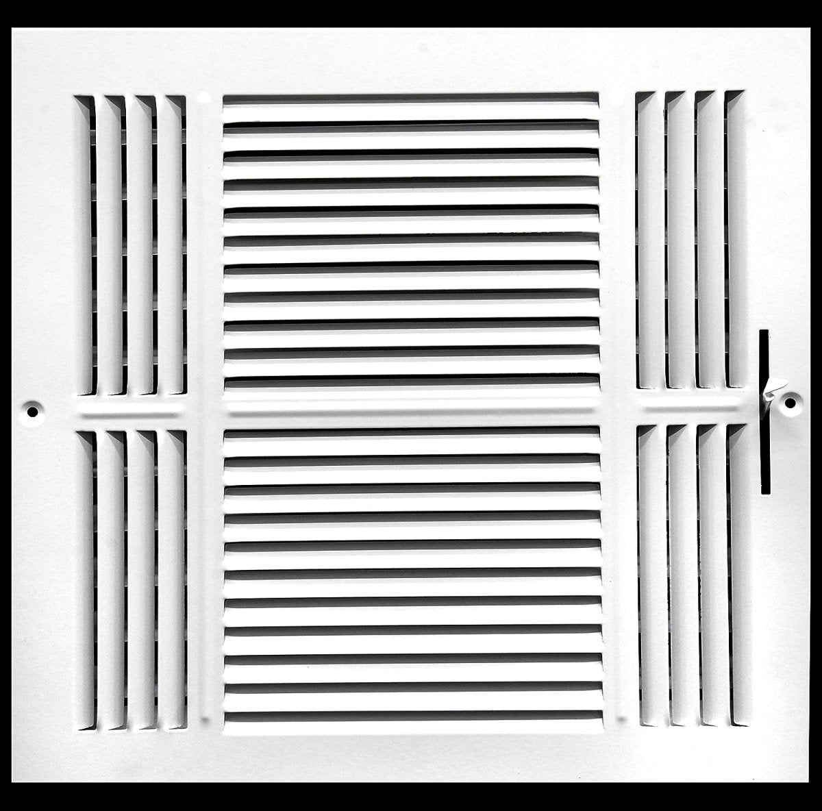10" X 10" 3 - Way Air Supply Grille – Steel HVAC Vent Cover with Damper, Wall/Ceiling Register, White - HVAC PremiumG10103WY FBA