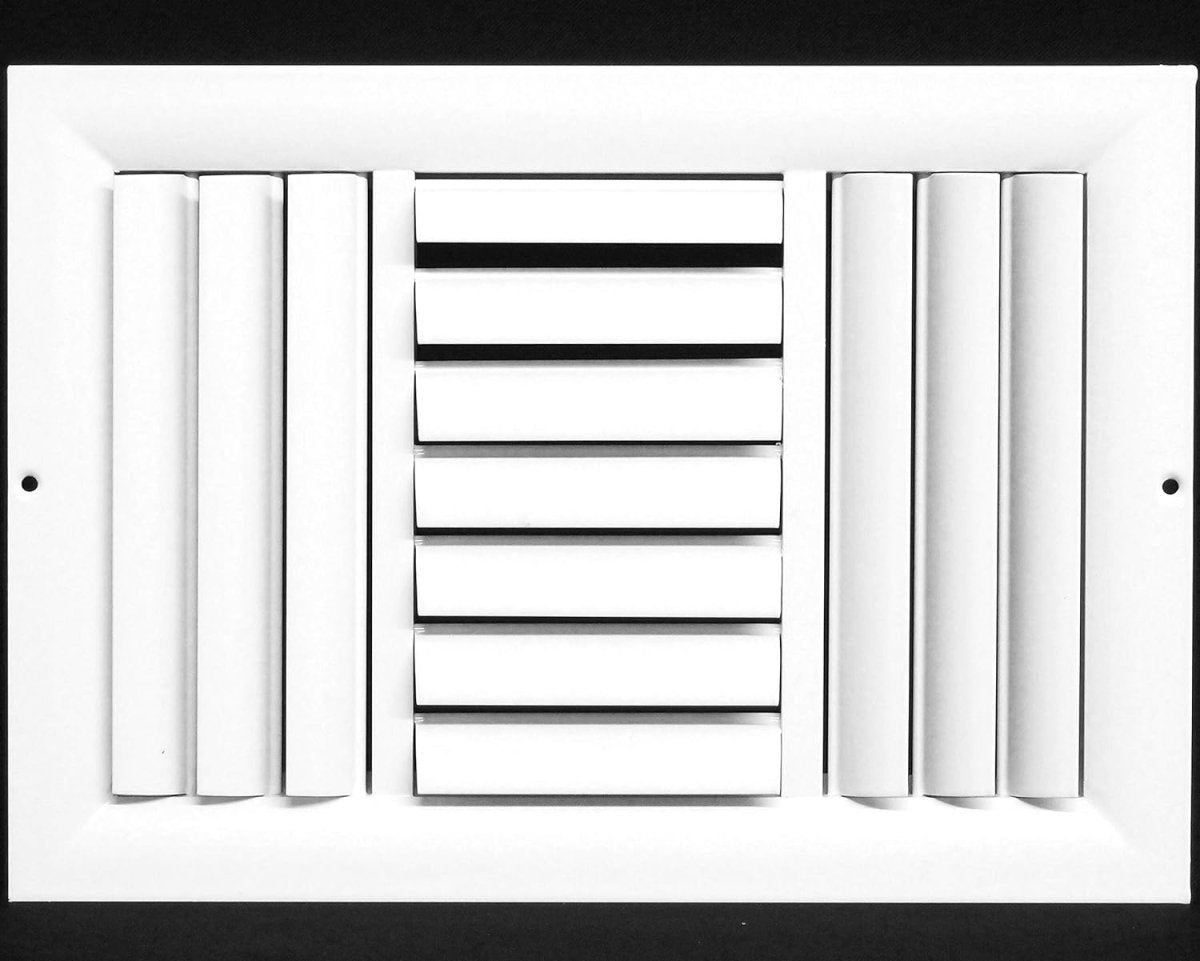 10" X 6" [Duct Opening] 3 - Way Air Vent Adjustable Aluminum Curved Blades Integral Multi - Shutter Damper HVAC Diffuser [Outer Dimensions: 11.75"W X 7.75"H] - HVAC PremiumMFACRA106W3 - HP